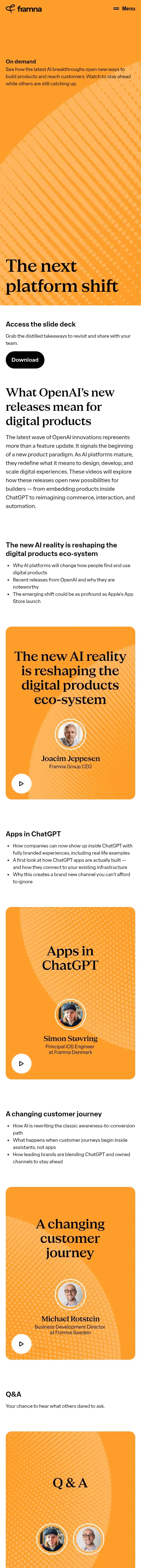 framna.com/on-demand/the-next-platform-shift on mobile, full screenshot