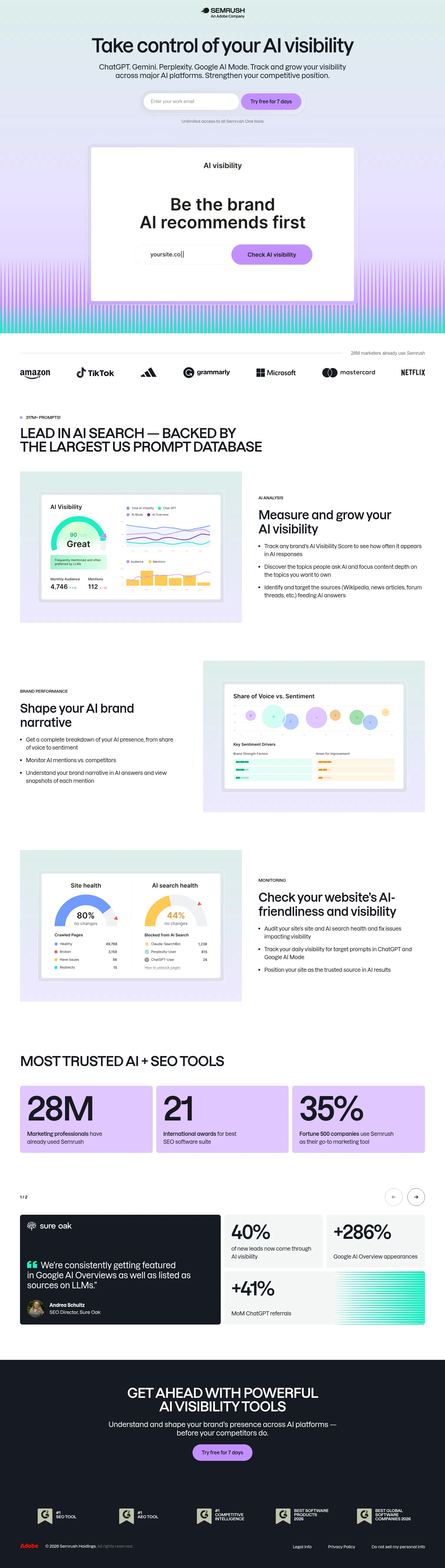 semrush.com/lp/ai-toolkit/en on desktop, full screenshot