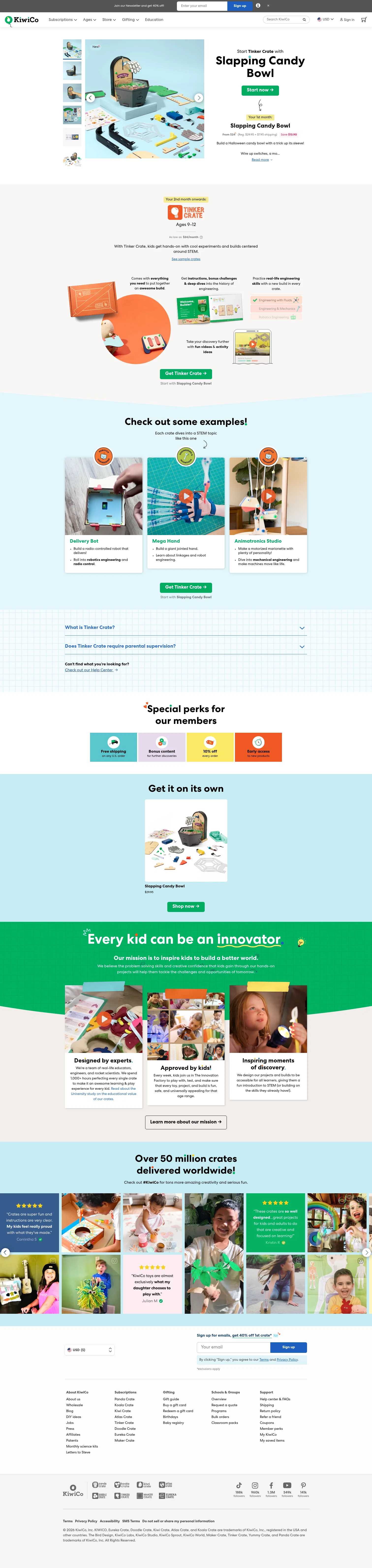 KiwiCo landing page