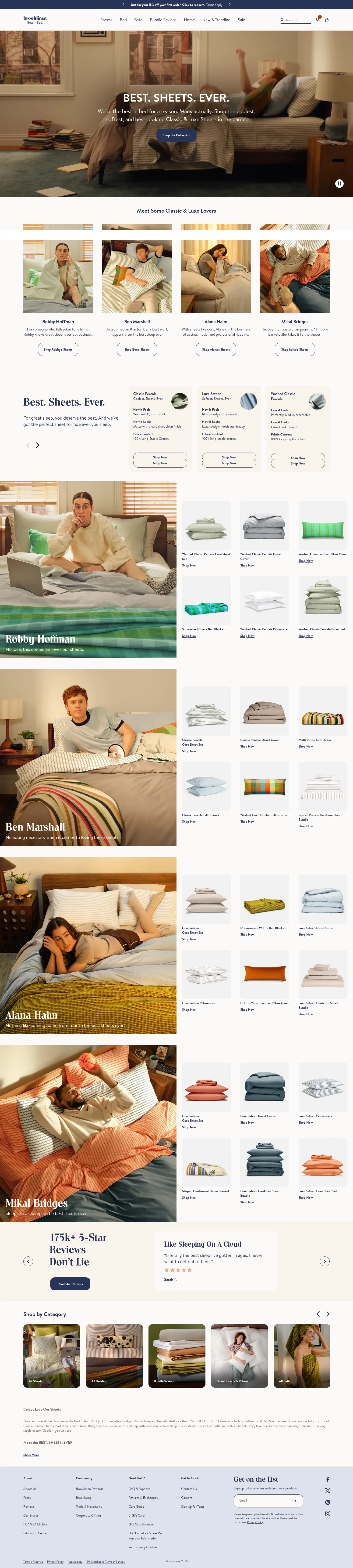 brooklinen.com/pages/best-sheets-ever on desktop