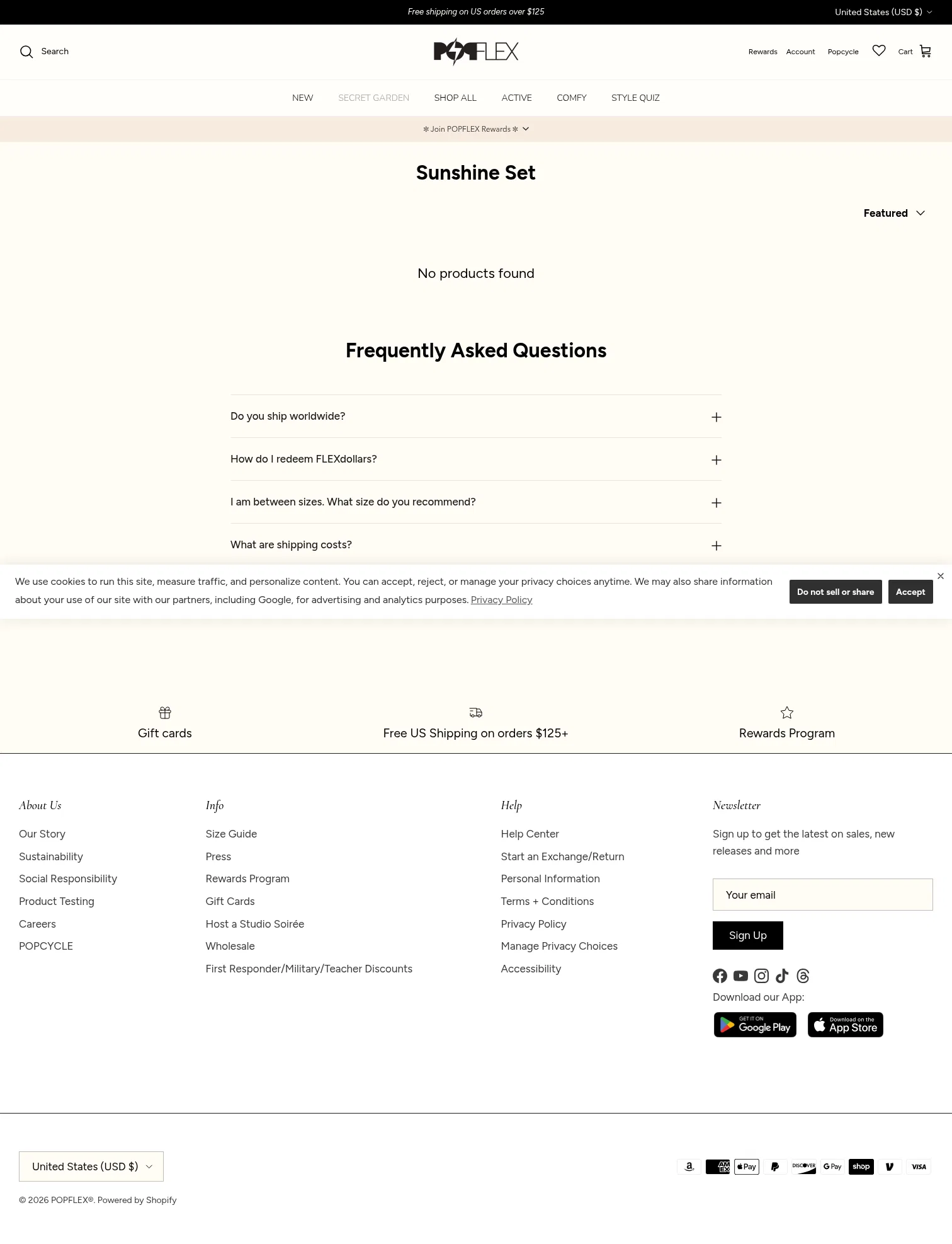 popflexactive.com/collections/sunshine-set on desktop, full screenshot