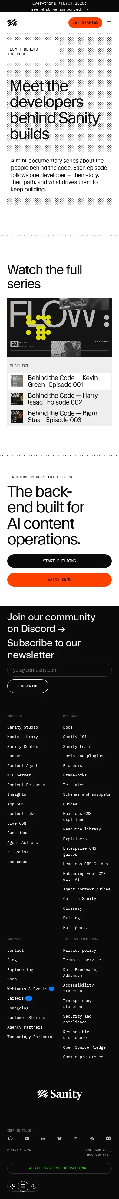 sanity.io/flow on mobile, full screenshot