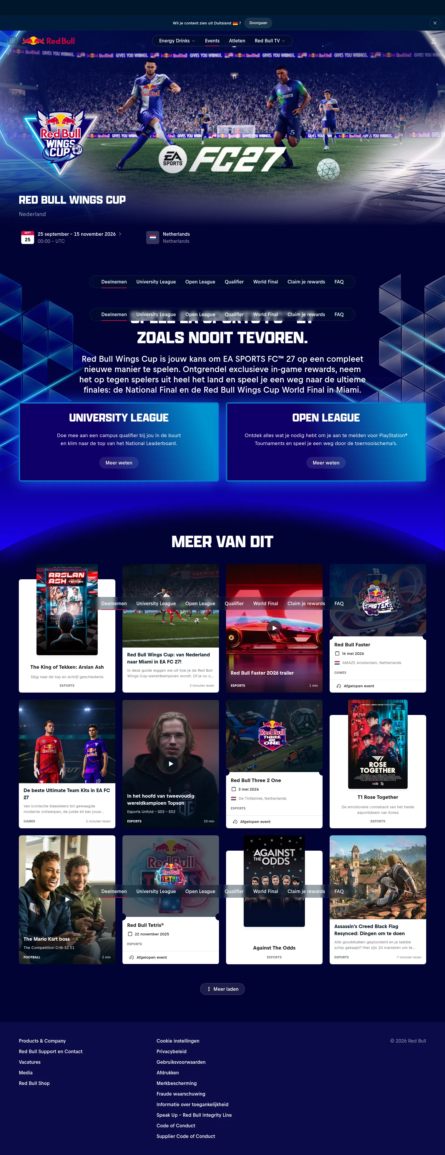 Red Bull landing page