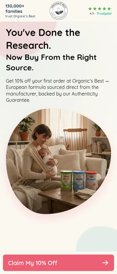 quiz.organicsbestshop.com/welcome on mobile, full screenshot