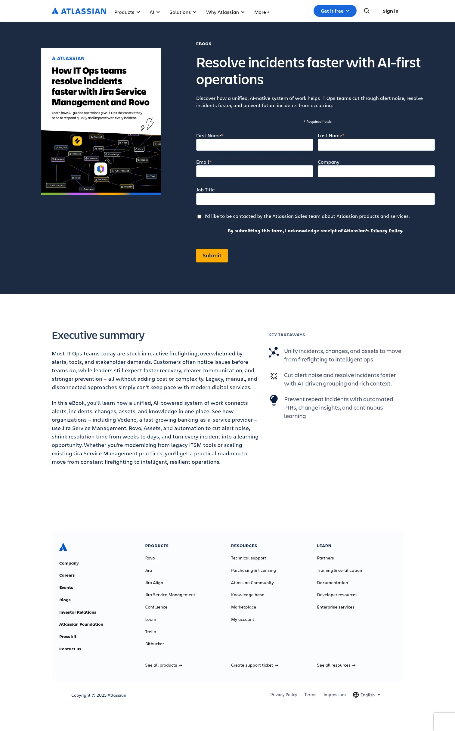 atlassian.com/whitepapers/how-it-ops-teams-resolve-incidents-faster on desktop, full screenshot