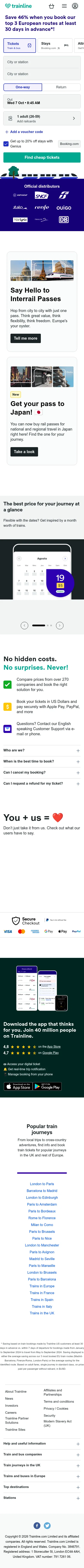 thetrainline.com on mobile