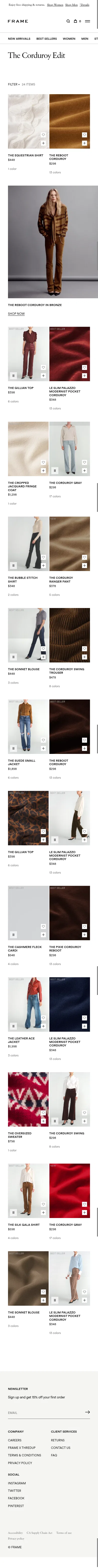 frame-store.com/collections/the-corduroy-edit on mobile, full screenshot