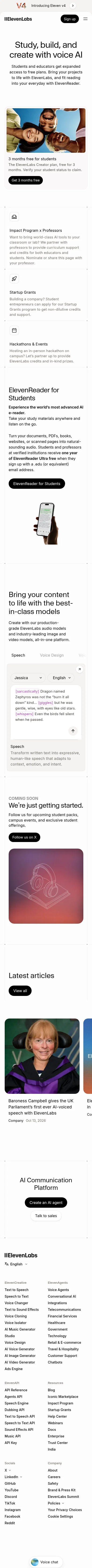 elevenlabs.io/students on mobile