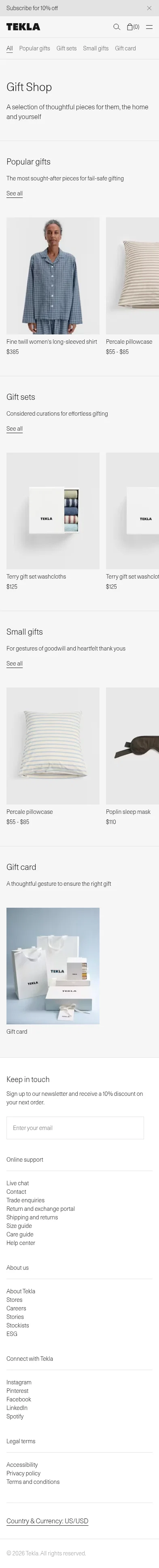 teklafabrics.com/gift-shop on mobile