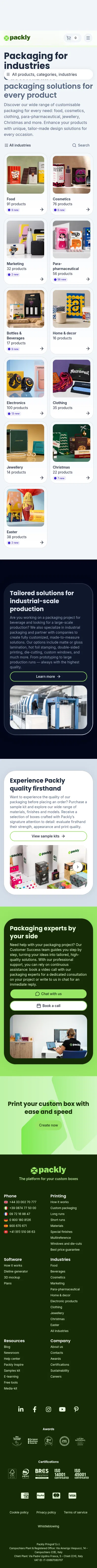 pack.ly/en/industries on mobile, full screenshot