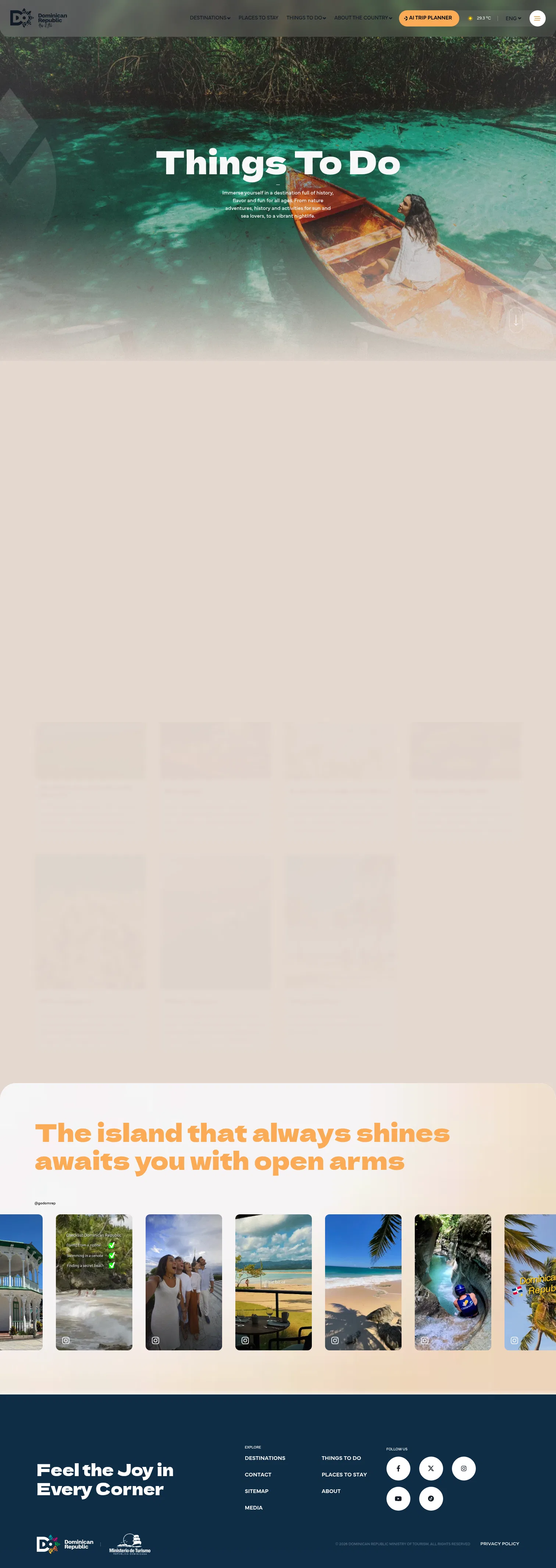 godominicanrepublic.com/things-to-do on desktop, full screenshot