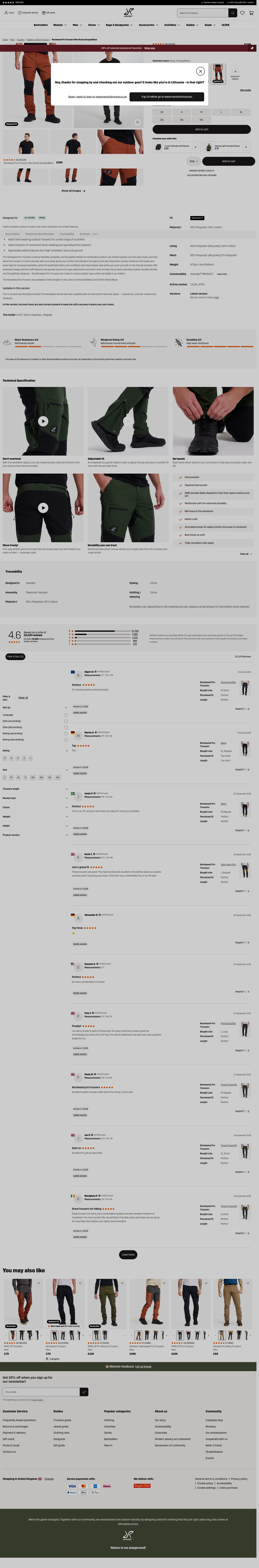 revolutionrace.co.uk/men/trousers/walking-hiking-trousers/nordwand-pro-pants-men-2-0 on desktop, full screenshot