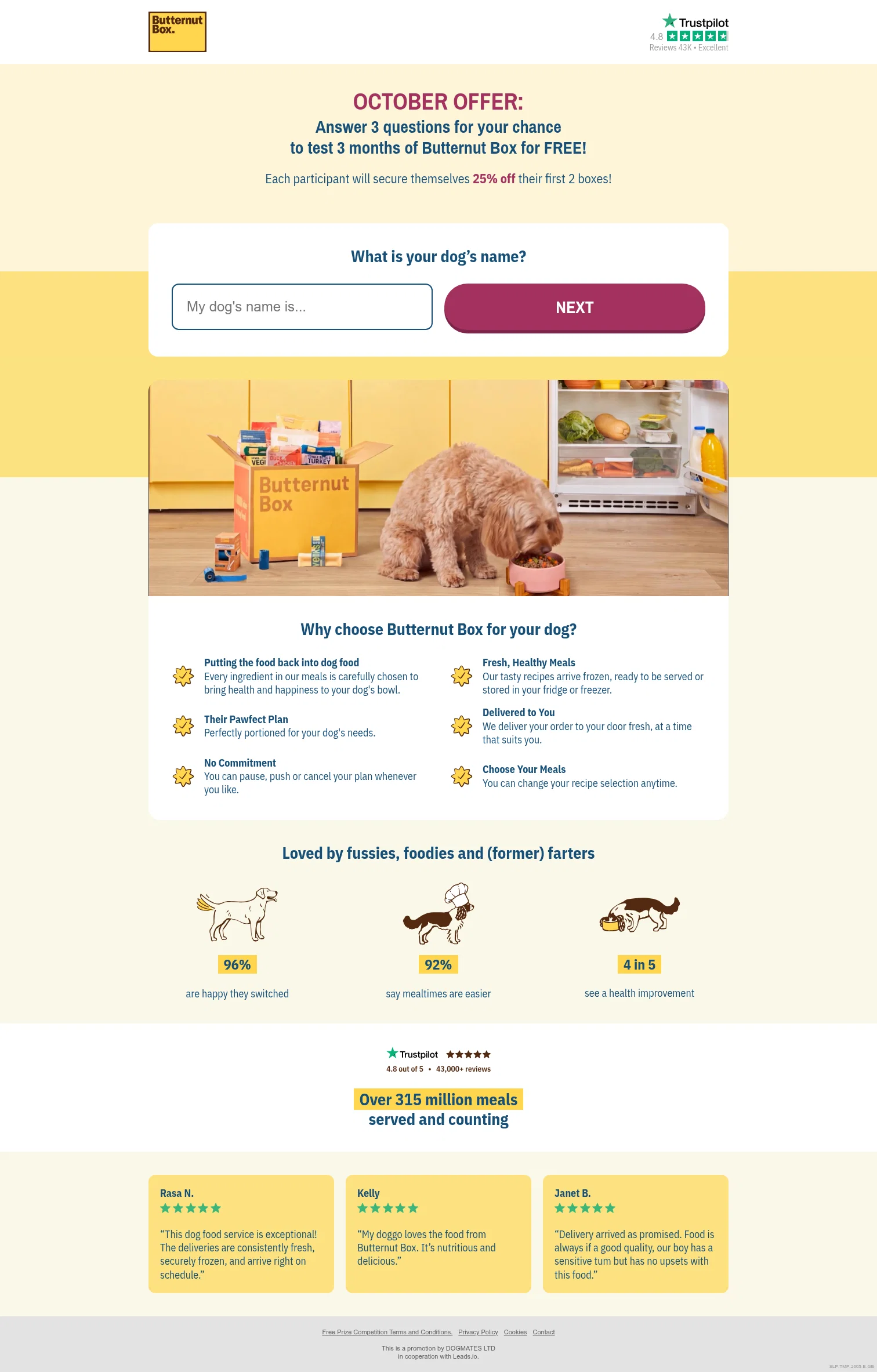 Butternut Box landing page