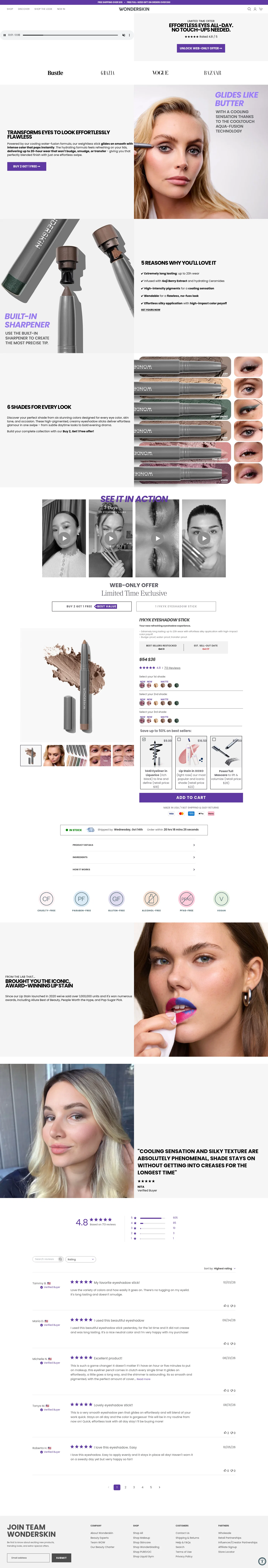 Wonderskin landing page