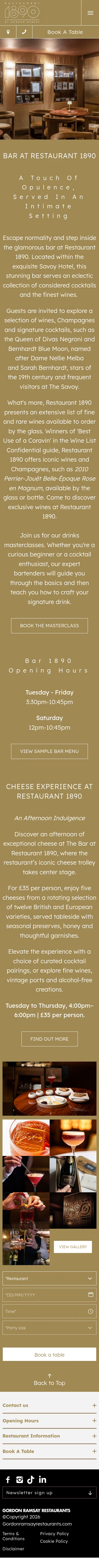 gordonramsayrestaurants.com/restaurant-1890/bar on mobile, full screenshot