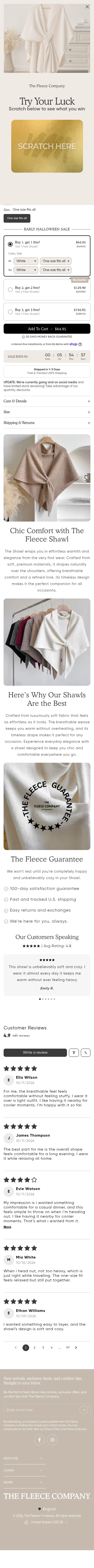 thefleececompany.com/products/the-fleece-shawl on mobile, full screenshot