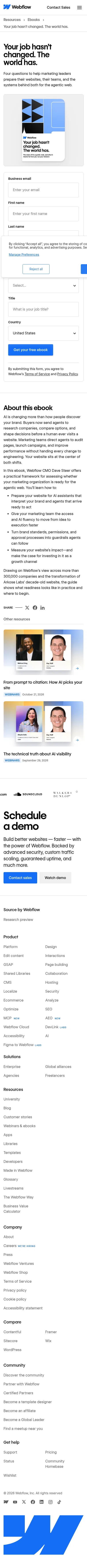 webflow.com/resources/ebooks/your-job-hasnt-changed-the-world-has on mobile, full screenshot