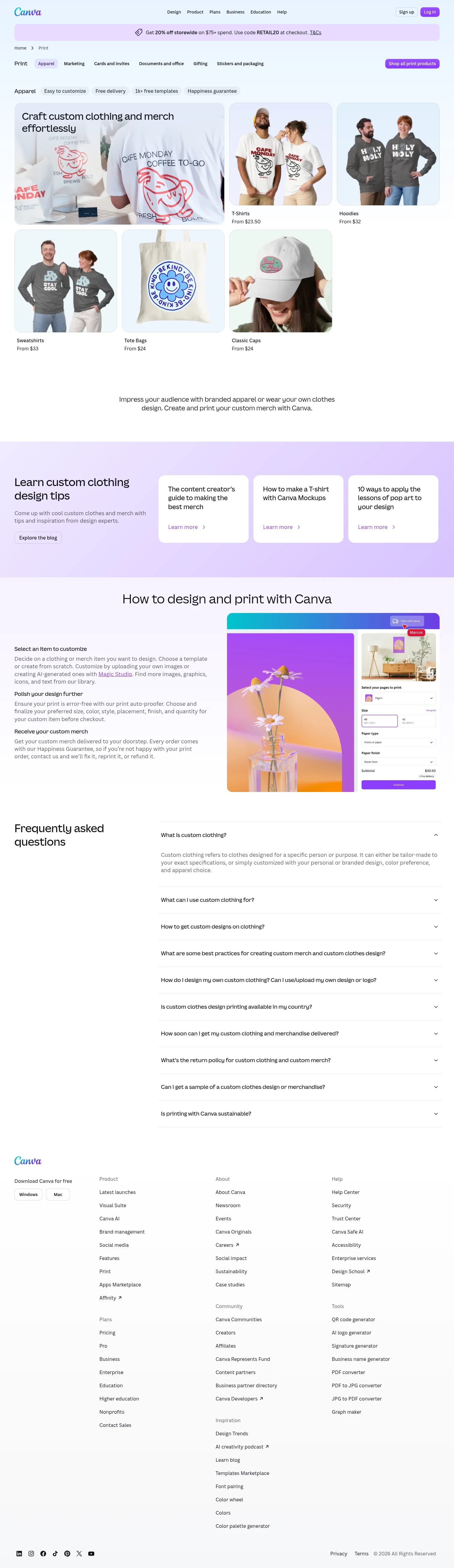 canva.com/print/custom-clothing on desktop