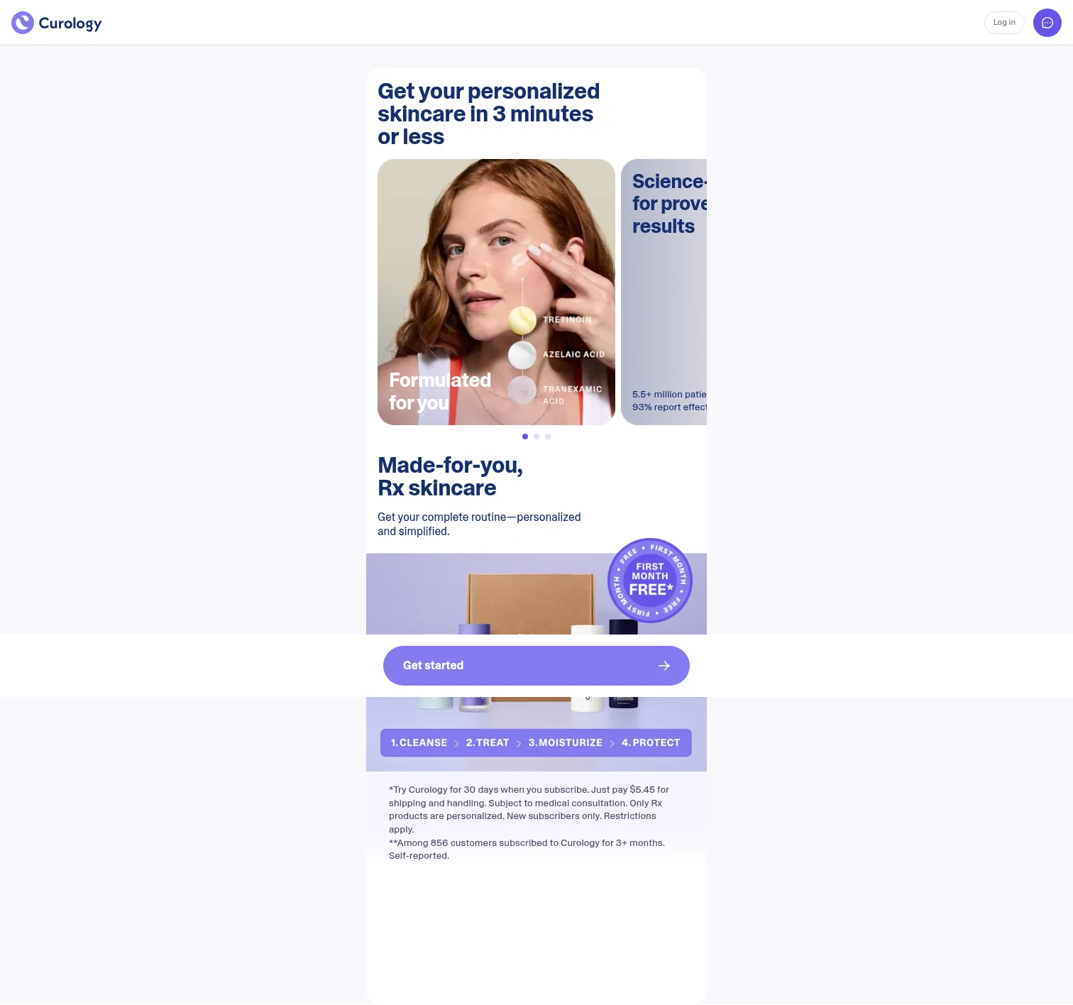 Curology landing page