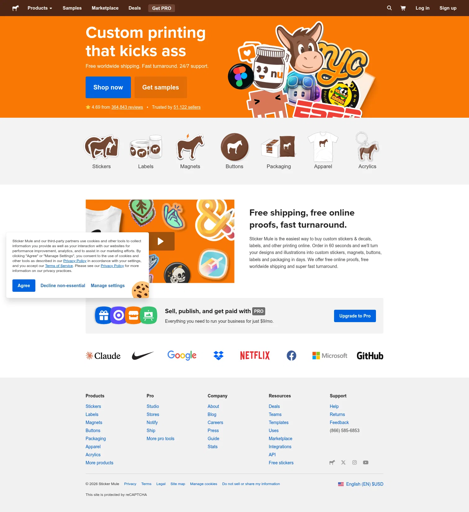 stickermule.com on desktop, full screenshot