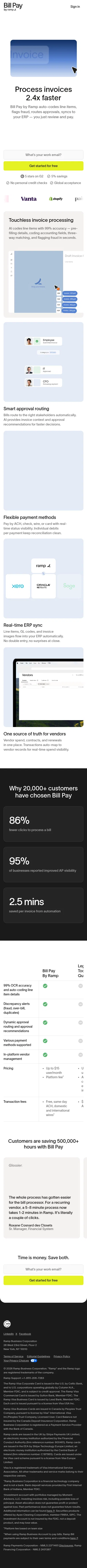 billpay.com on mobile, full screenshot