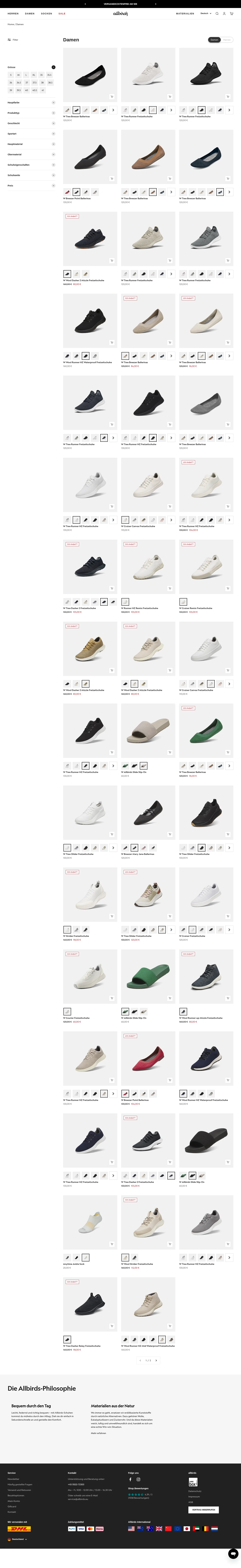 allbirds.de/collections/damen on desktop, full screenshot