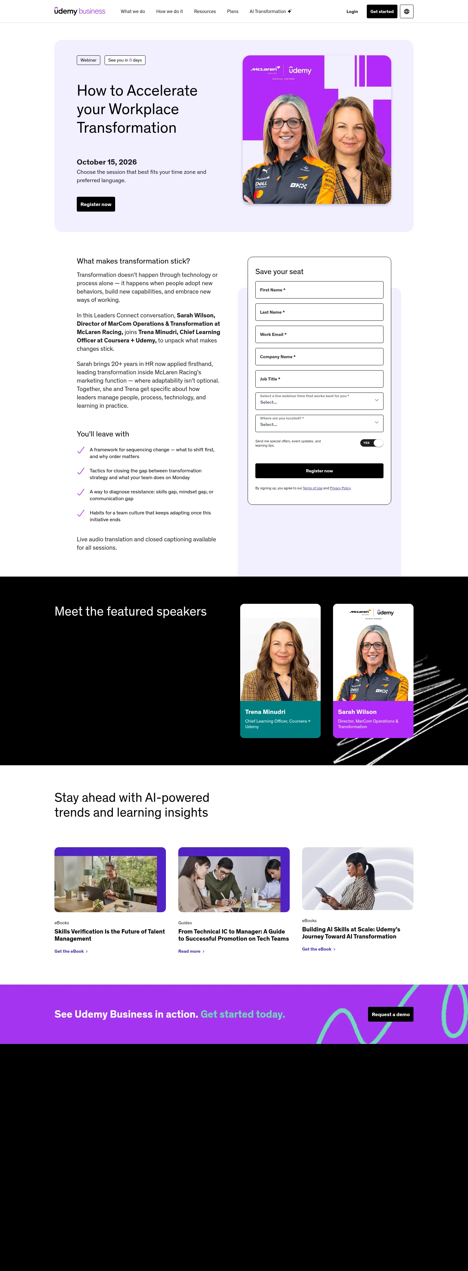 Udemy landing page
