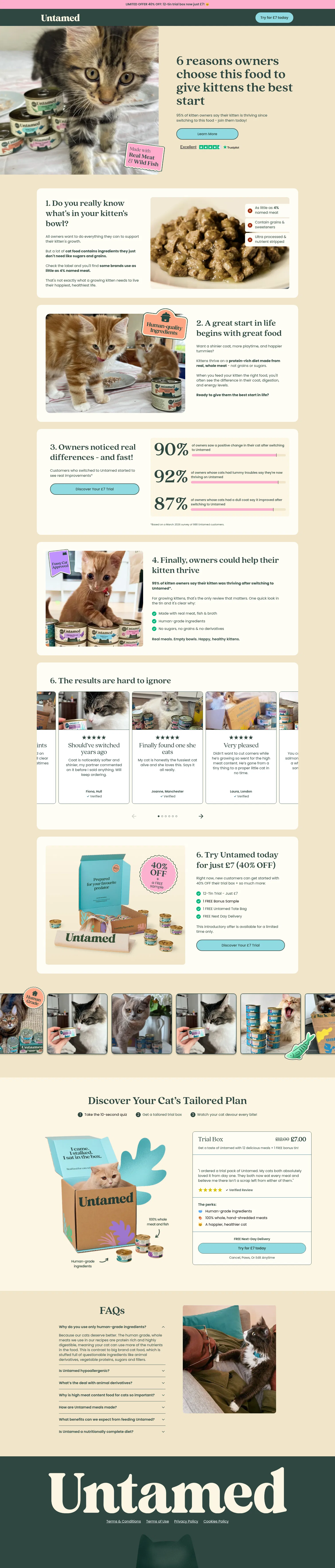 untamed.com/pages/6-reasons-kitten on desktop, full screenshot