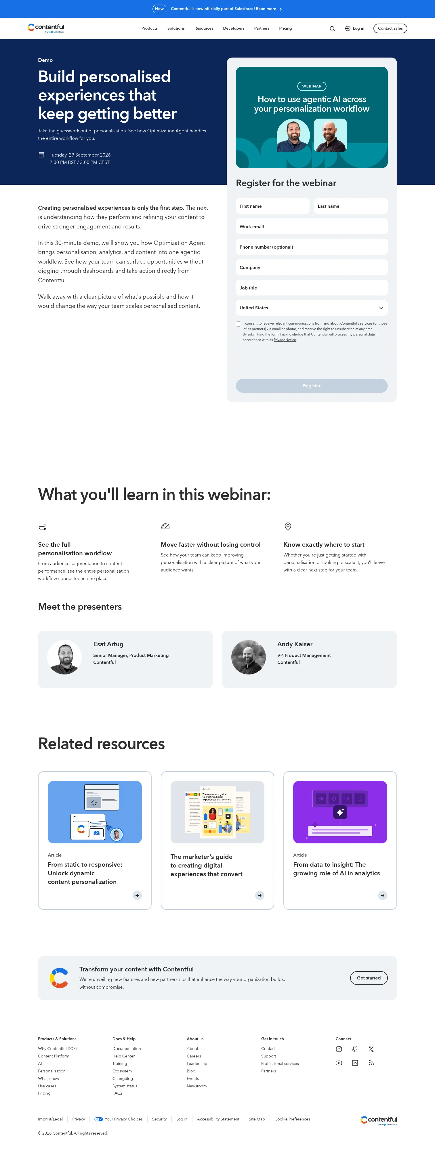 contentful.com/events/optimization-agent-demo-emea on desktop