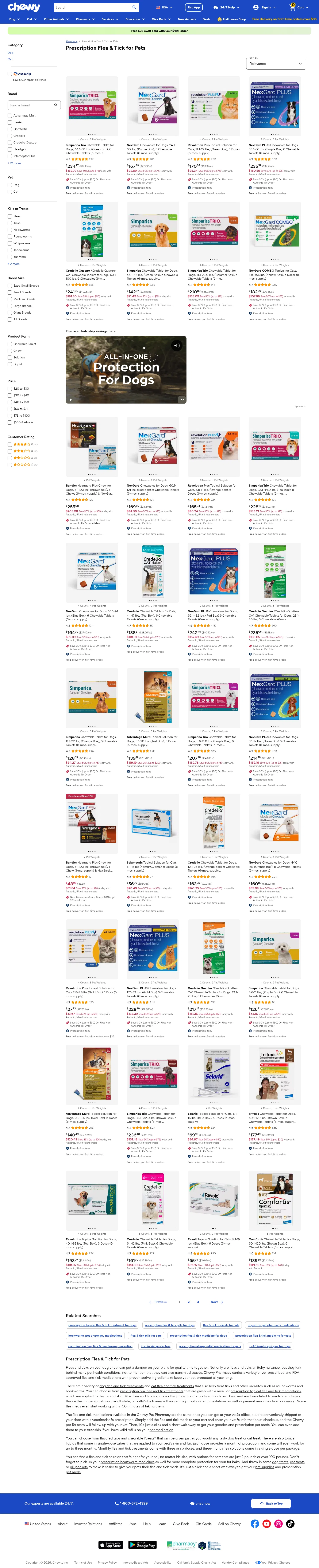 chewy.com/b/prescription-flea-tick-for-pets-159382 on desktop, full screenshot