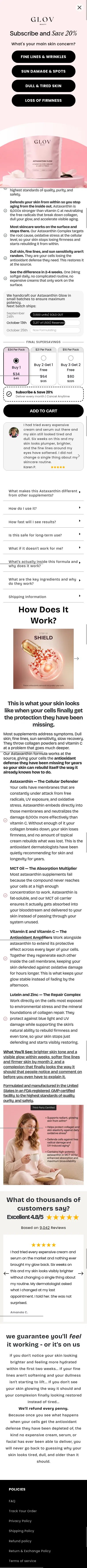 glovbeauty.com/products/astaxanthin-glow-advanced-antioxidant-skin-defense-capsules on mobile, full screenshot