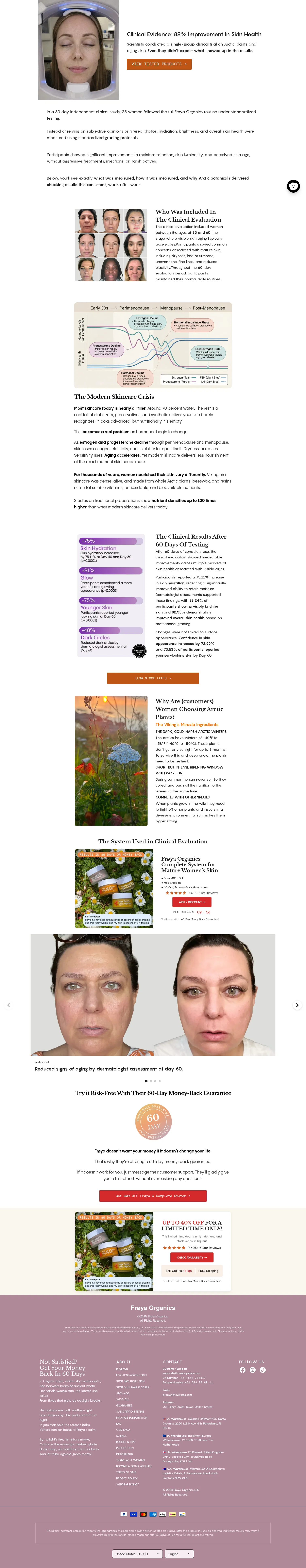 froyaorganics.com/pages/clinicaltrial on desktop, full screenshot
