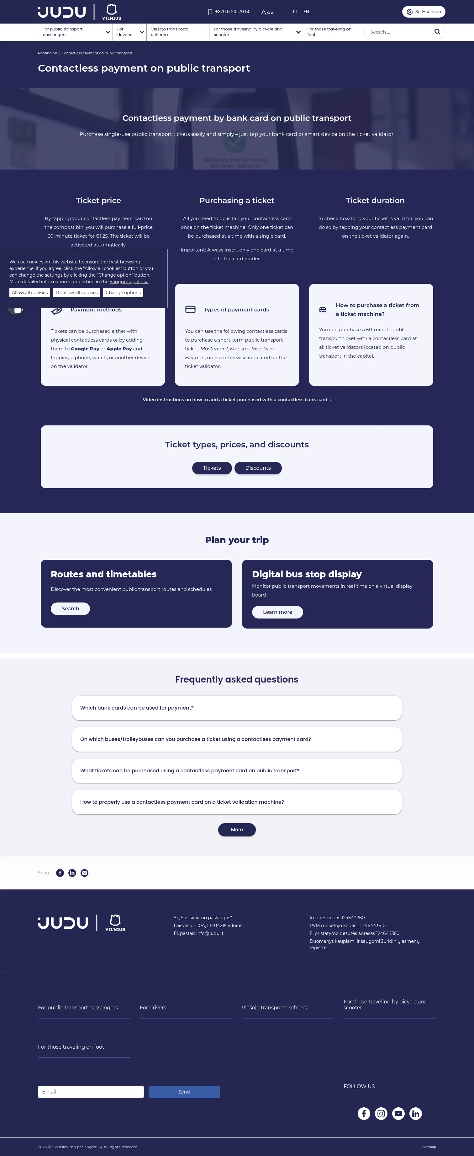 judu.lt/en/contactless-payment-on-public-transport on desktop