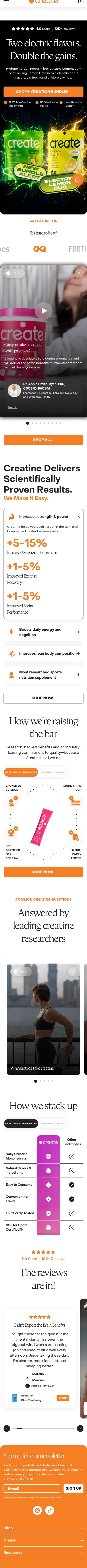 trycreate.co/discount/GOHYDRATE on mobile, full screenshot