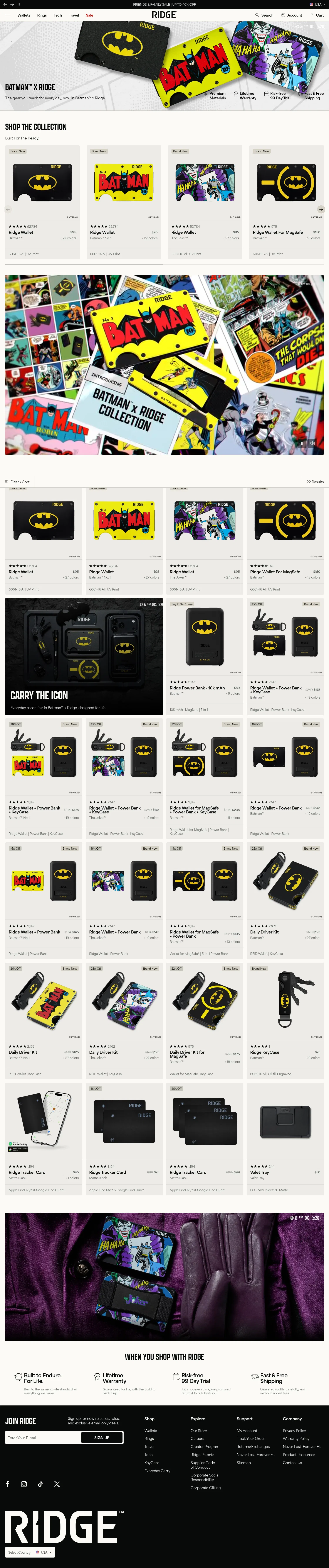 ridge.com/collections/batman on desktop, full screenshot