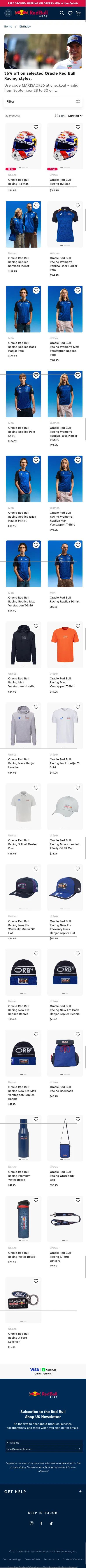 redbullshopus.com/collections/birthday on mobile, full screenshot