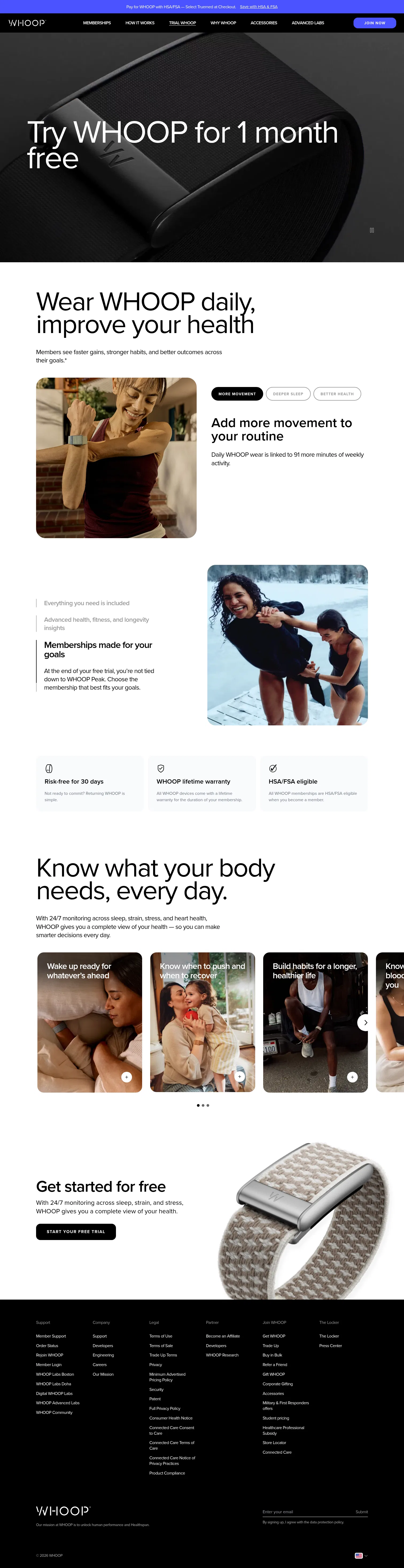whoop.com/us/en/whoop-trials on desktop, full screenshot