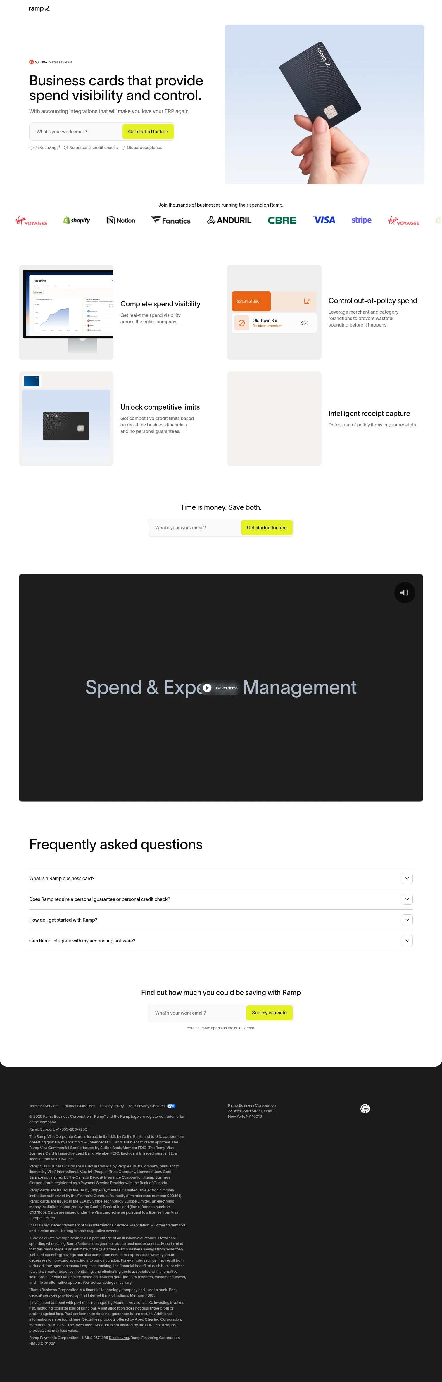 Ramp landing page