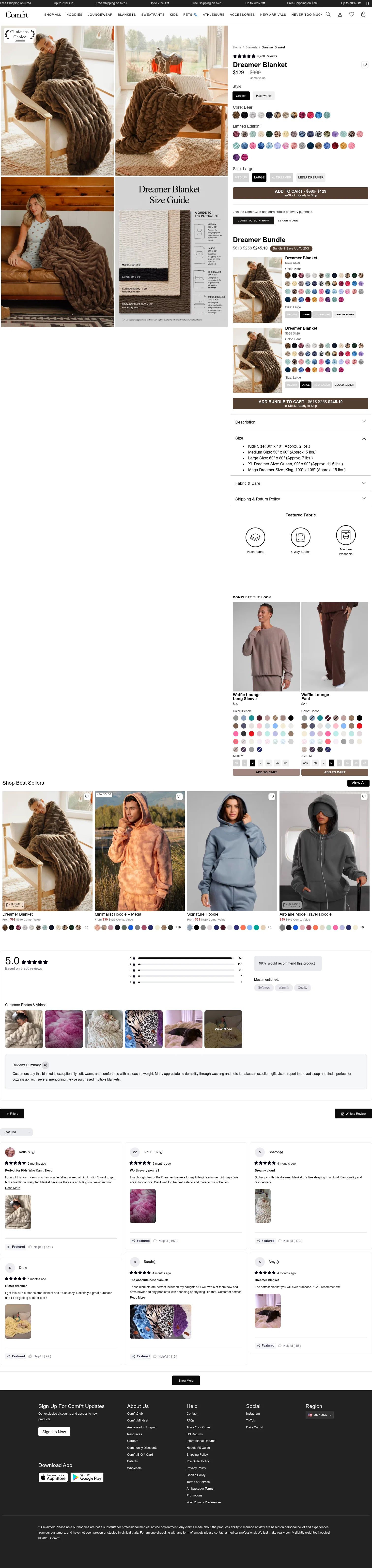 comfrt.com/products/the-dreamer-blanket on desktop