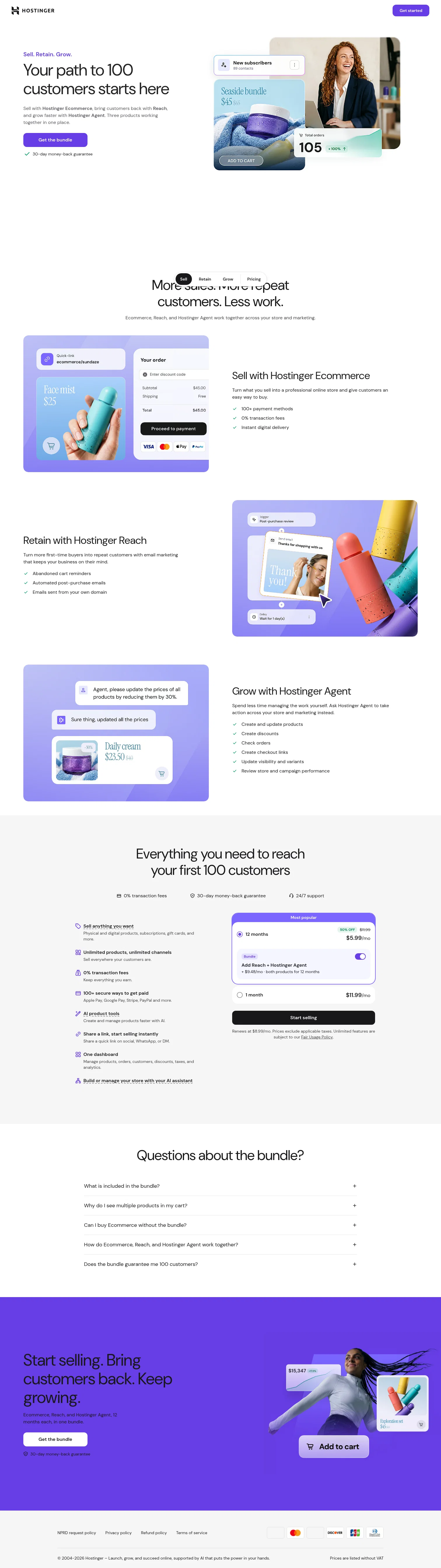 Hostinger landing page