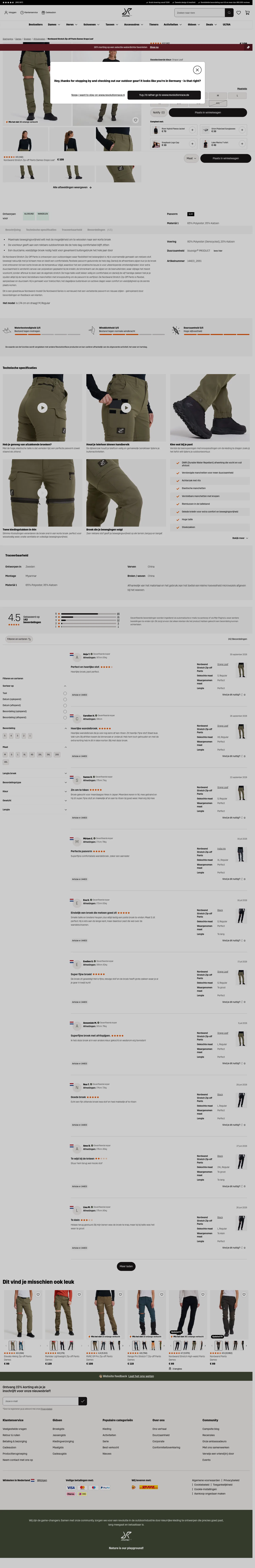 revolutionrace.nl/dames/broeken/afritsbroeken/nordwand-stretch-zip-off-pants-women on desktop, full screenshot