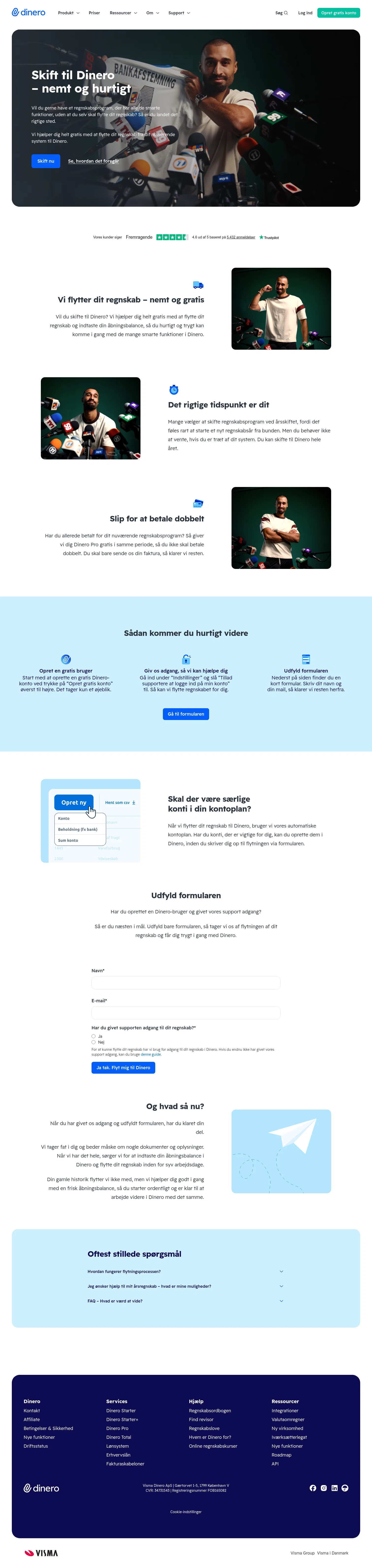 Dinero - Regnskabsprogram landing page