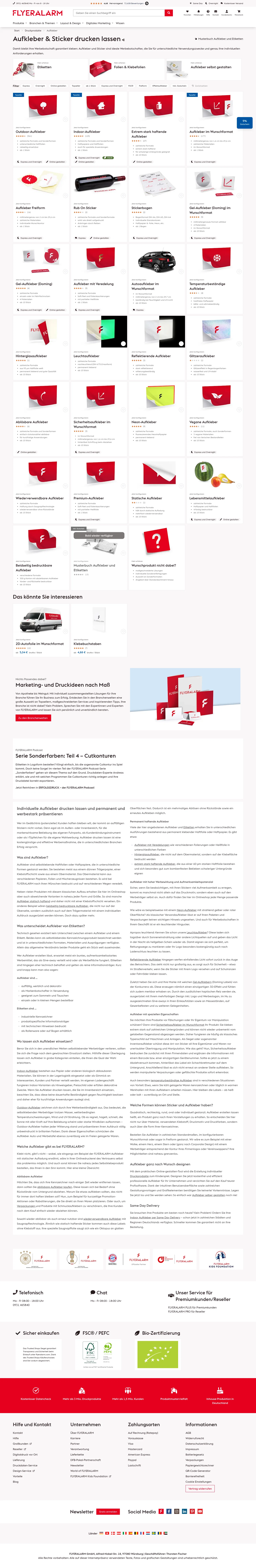 flyeralarm.com/de/c/druckprodukte/aufkleber on desktop