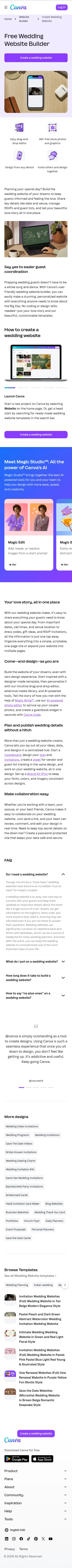 canva.com/create/wedding-websites on mobile