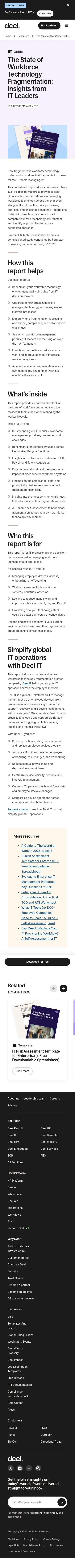 deel.com/resources/the-state-of-workforce-technology-fragmentation-forrester on mobile, full screenshot