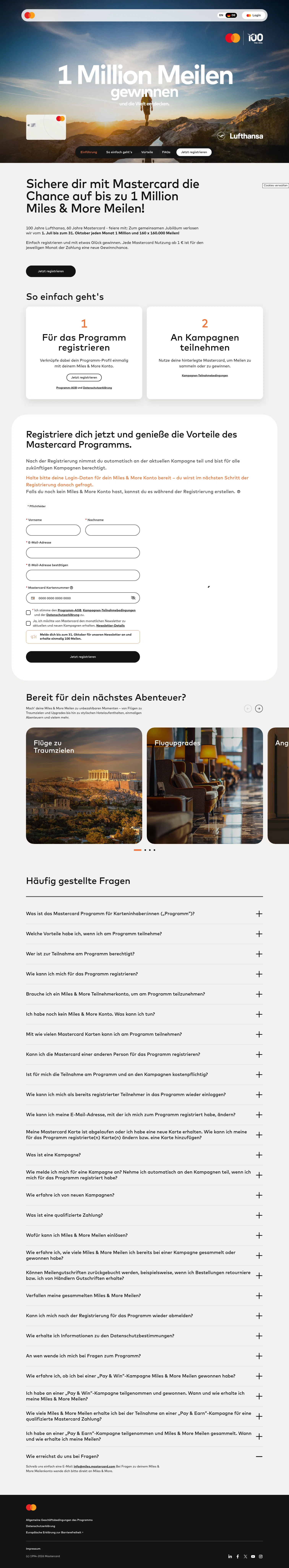 Mastercard landing page