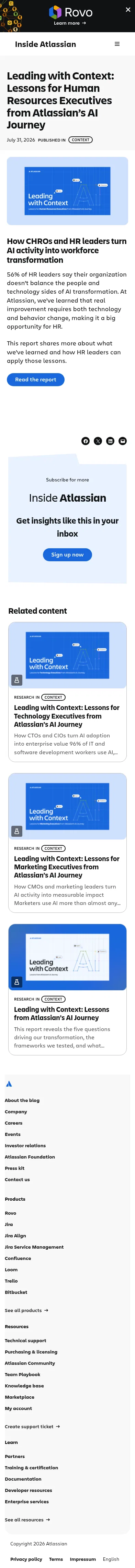atlassian.com/blog/guides-research/leading-with-context-lessons-for-human-resources-executives-from-atlassians-ai-journey on mobile, full screenshot