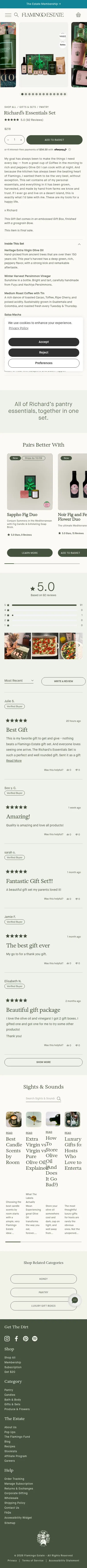 flamingoestate.com/products/richards-essentials on mobile, full screenshot
