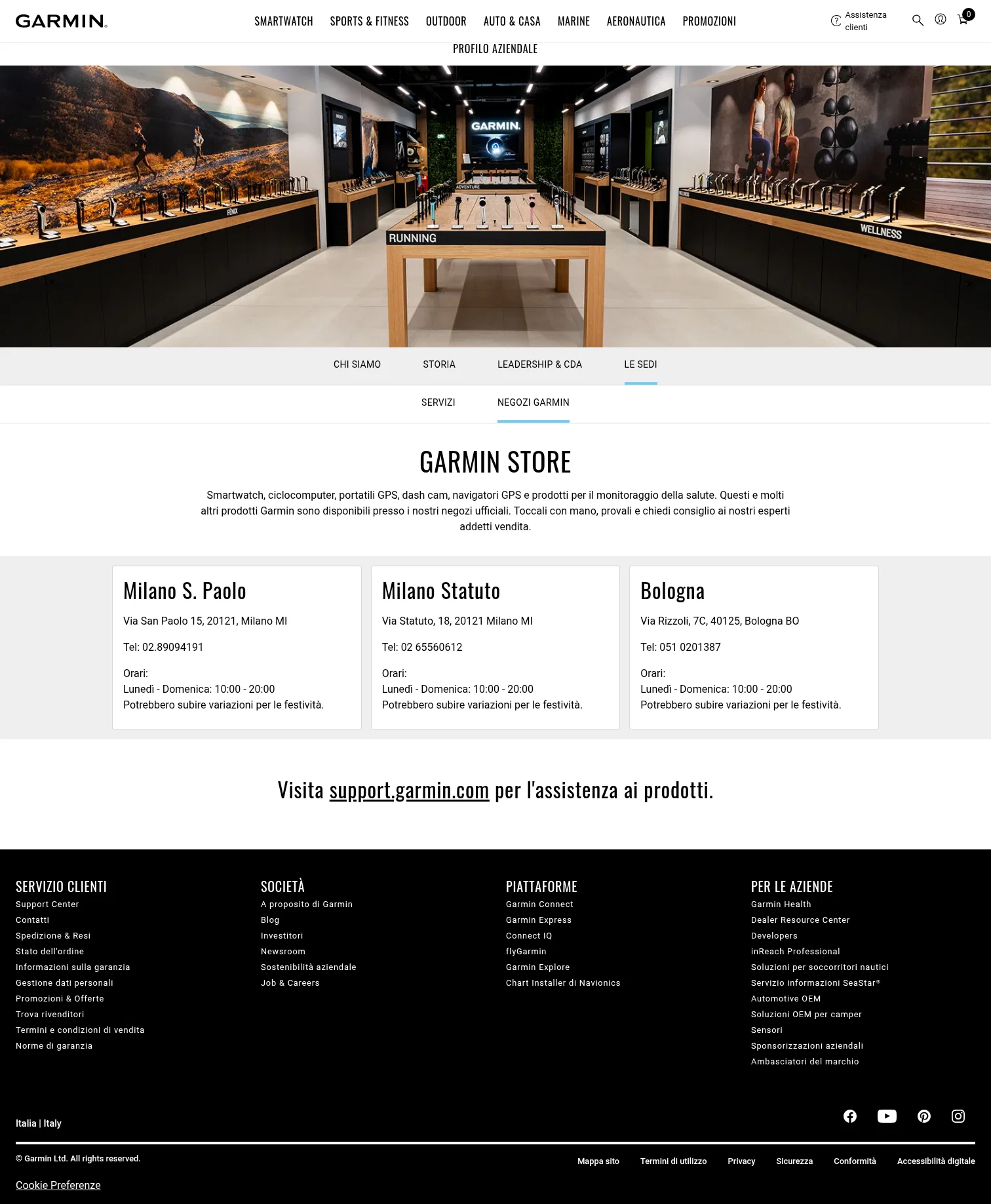 Garmin landing page