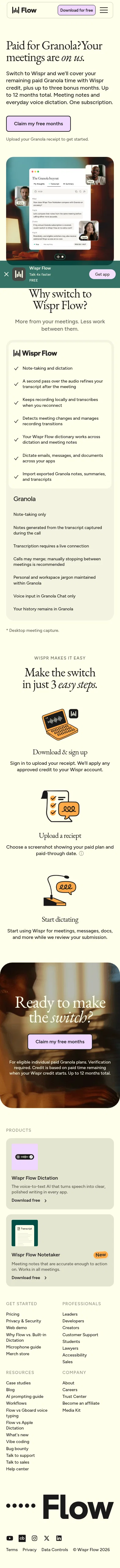 wisprflow.ai/granola-switch on mobile